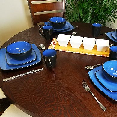 16-Piece Soft Square Dinnerware Set in Blue