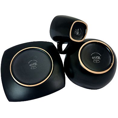 16-Piece Soft Square Dinnerware Set in Blue