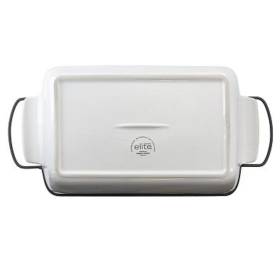2 Piece Rectangle 15.5 Inch Stoneware Bakeware with Metal Rack
