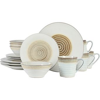 16 pc Stoneware Dinnerware Set in Taupe