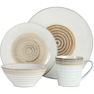 16 Piece Stoneware Dinnerware Set in Taupe