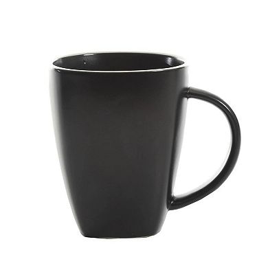 16 Piece Soft Square Stoneware Dinnerware Set in Matte Black