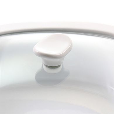 1.9 Quart Stoneware Casserole in White with Glass Lid