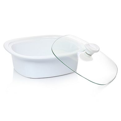 1.9 Quart Stoneware Casserole in White with Glass Lid
