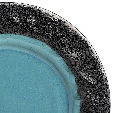 16 Piece Stoneware Reactive Glaze Dinnerware Set in Aqua