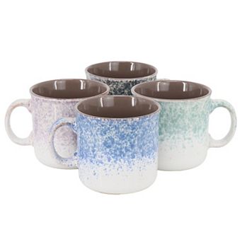 4 pc 19 Ounce Stoneware Straight Shape Mug Set in Assorted Colors