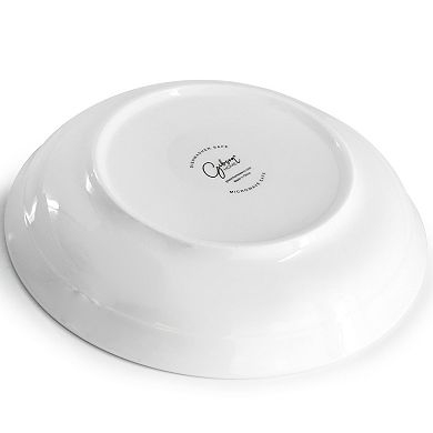 5 Piece Fine Ceramic Serving Bowl and Pasta Bowl Set in White