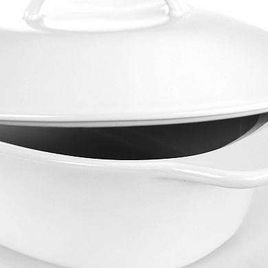2 Piece Oval Stoneware Bakeware with Lid and Metal Rack