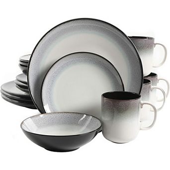 16 pc Reactive Glaze Stoneware Dinnerware Set in Teal