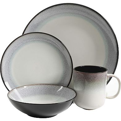 16 Piece Reactive Glaze Stoneware Dinnerware Set in Teal