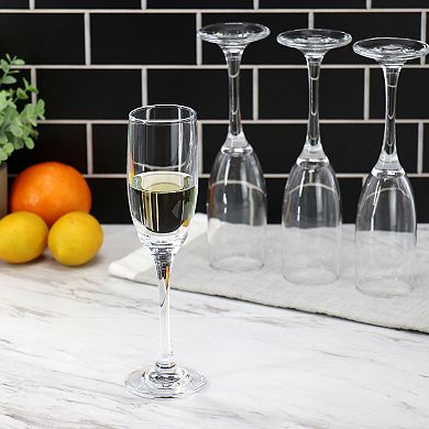 4 Piece 6.4oz Fluted Champagne Glass Set