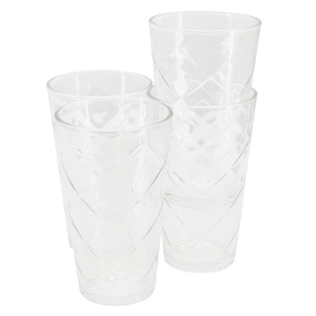 4 Piece 16 Ounce Glass Tumbler Set