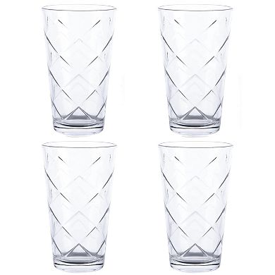 4 Piece 16 Ounce Glass Tumbler Set