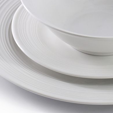 12 Piece Round Ceramic Dinnerware Set in White