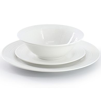 12 Piece Round Ceramic Dinnerware Set in White
