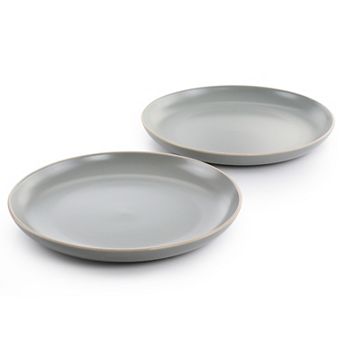 2 pc 10.5 Inch Round Stoneware Dinner Plate Set in Matte Grey