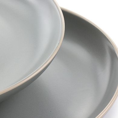 2 Piece 10.5 Inch Round Stoneware Dinner Plate Set in Matte Grey