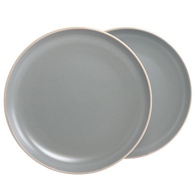 2 Piece 10.5 Inch Round Stoneware Dinner Plate Set in Matte Grey