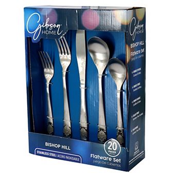 20 pc Stainless Steel Flatware Set in Matte Silver