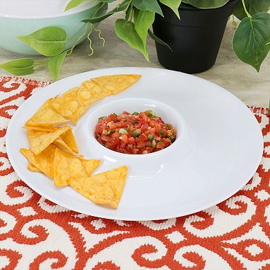 12 Piece 12 Inch Round Melamine Chip and Dip Platter Set in White