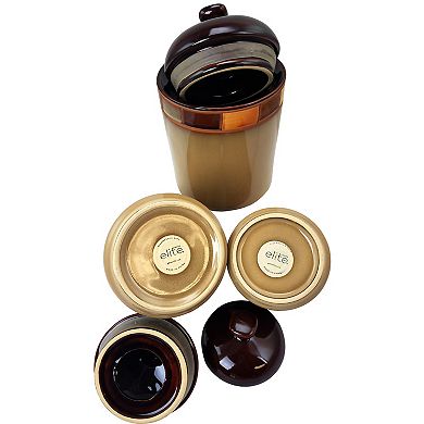 3 Piece Stoneware Storage Canister Container Jar Set