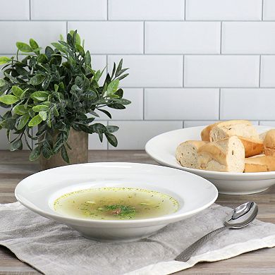 2 Piece Fine Ceramic 20oz Entree Bowl Set in White