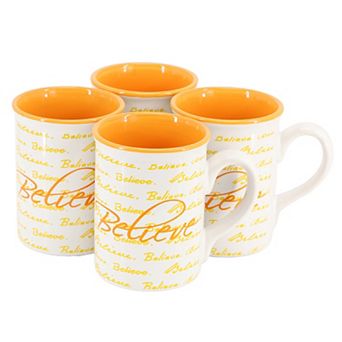 4 pc 16 Ounce Stoneware Mug Set in Orange