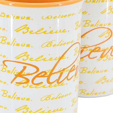 4 Piece 16 Ounce Stoneware Mug Set in Orange