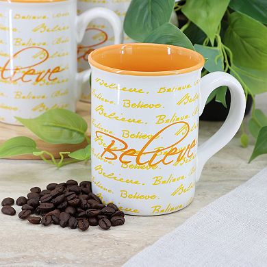 4 Piece 16 Ounce Stoneware Mug Set in Orange