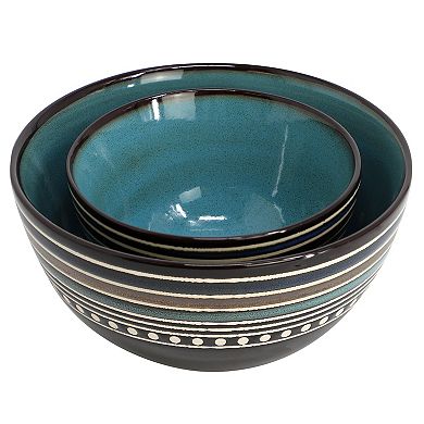 16 Piece Double Bowl Dinnerware Set - Blue