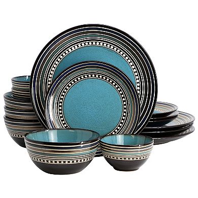 16 Piece Double Bowl Dinnerware Set - Blue