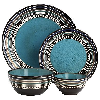 16 Piece Double Bowl Dinnerware Set - Blue