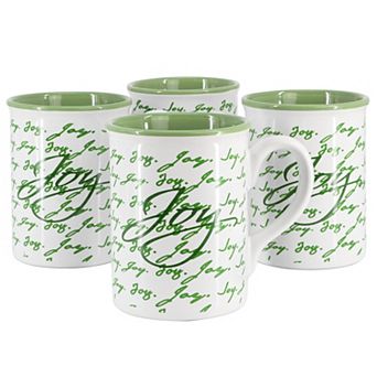 4 pc 16 Ounce Stoneware Mug Set in Green