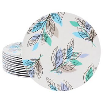 12 pc 9 Inch Round Melamine Dessert Plate Set in Blue
