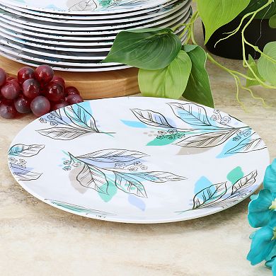 12 Piece 9 Inch Round Melamine Dessert Plate Set in Blue