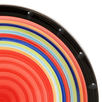 16 Piece Round Stoneware Dinnerware Set in Red