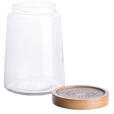 5.75 Inch Glass Canister with Wood Lid