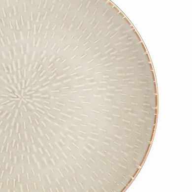 16 Piece Stoneware Dinnerware Set in Cream with Reactive Glaze