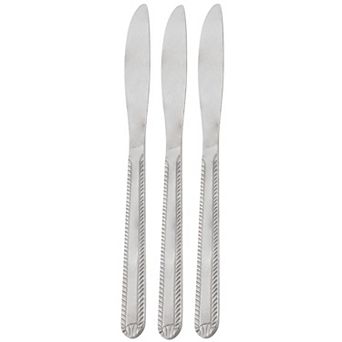 3 pc Stainless Steel Dinner Knife Flatware Set in Silver