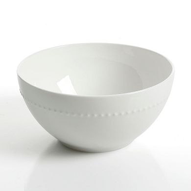 16 Piece Bone China Double Bowl Dinnerware Set in White