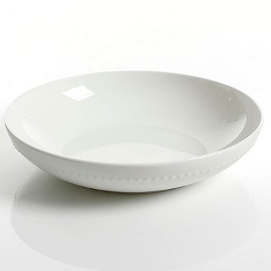 16 Piece Bone China Double Bowl Dinnerware Set in White