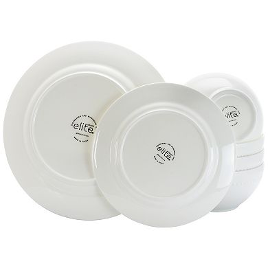 16 Piece Bone China Double Bowl Dinnerware Set in White