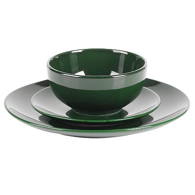12 Piece Round Stoneware Dinnerware Set in Hunter Green