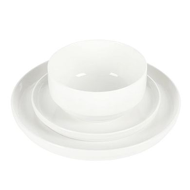 12 Piece fine Ceramic Stackable Dinnerware Set in White