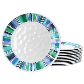 12 pc 9 Inch Melamine Dessert Plate Set in Blue