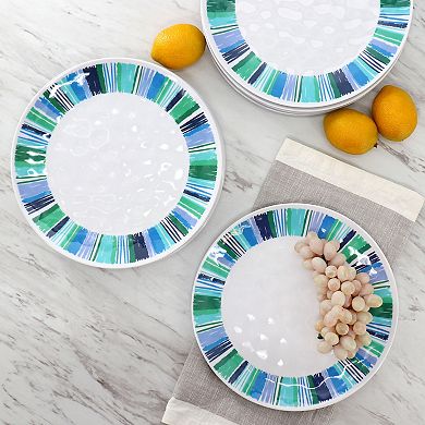 12 Piece 9 Inch Melamine Dessert Plate Set in Blue