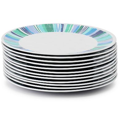 12 Piece 9 Inch Melamine Dessert Plate Set in Blue