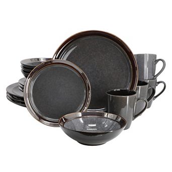 16 pc Stoneware Reactive Glaze Dinnerware Set in Grey