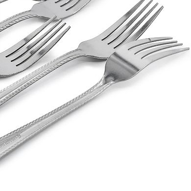 6 Piece Stainless Steel Dinner Fork Flatware Set in Silver