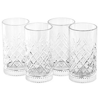 4 pc 16 Ounce Diamond Glass Tumbler Set